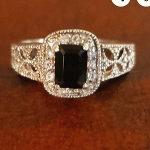 BLACK ONYX & CZ 925 STERLING SILVER